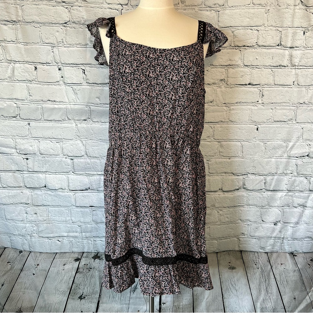 Floral Black and Pink Women's Dress